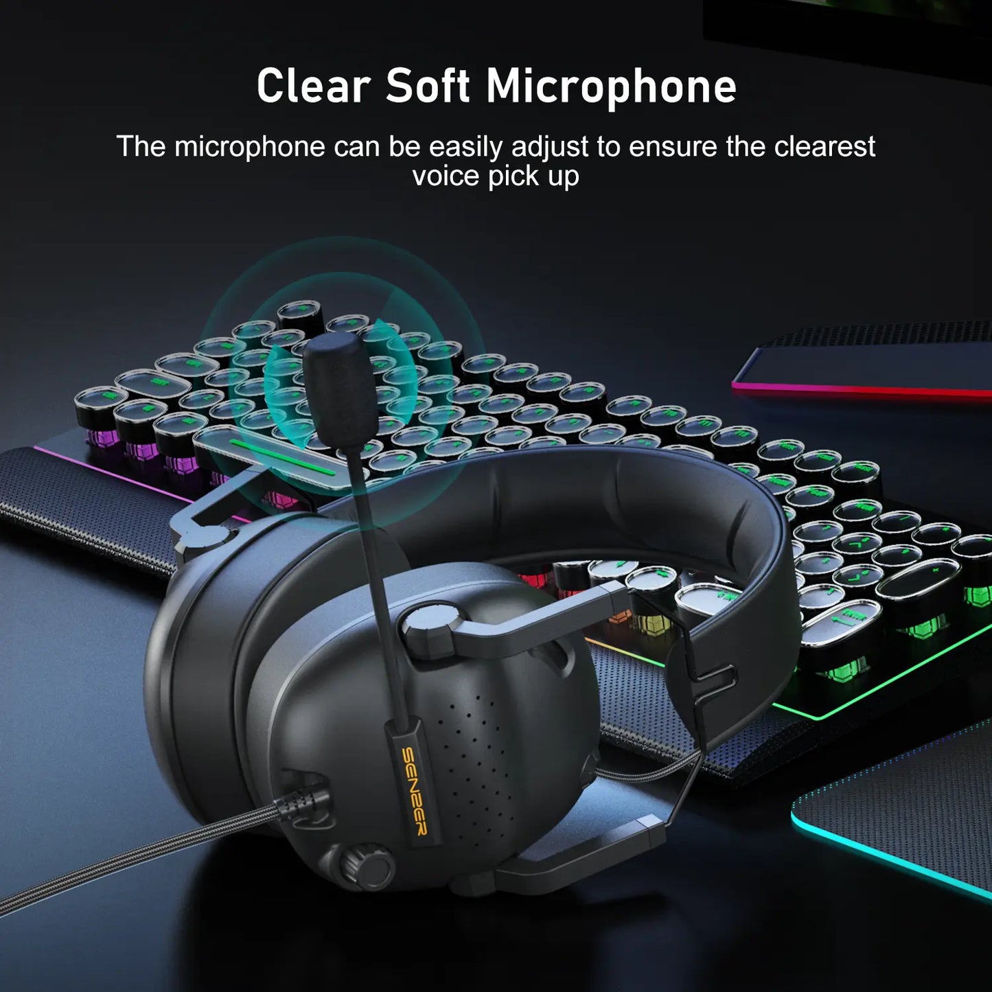 SENZER SG500 Pro Gaming Headset – Lightweight Wired Headphones with Noise-Cancelling Mic for PC, PS5, PS4, Xbox & Switch