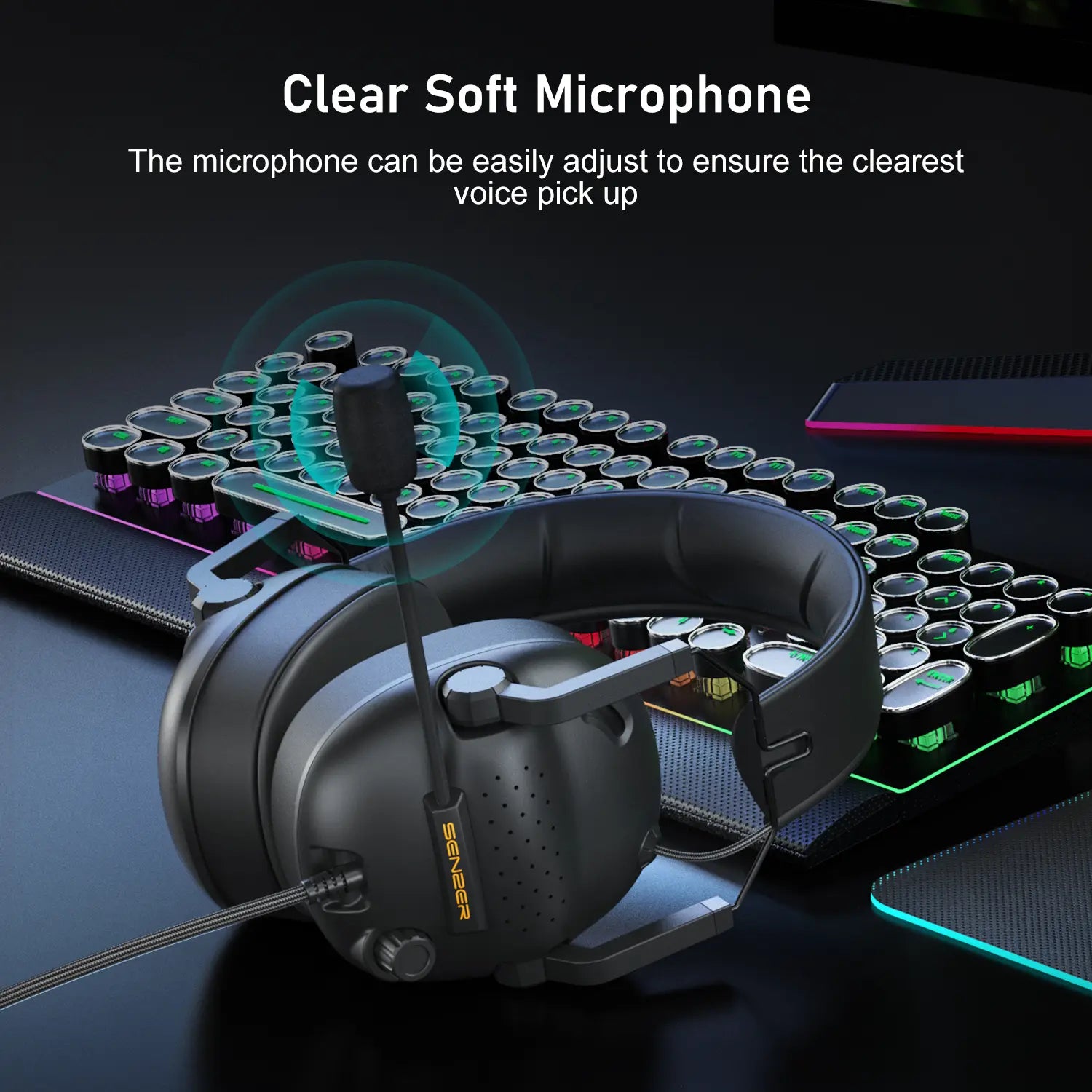 SENZER SG500 Pro Gaming Headset – Lightweight Wired Headphones with Noise-Cancelling Mic for PC, PS5, PS4, Xbox & Switch