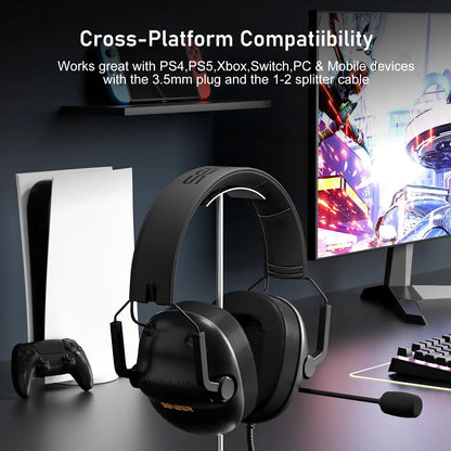 SENZER SG500 Pro Gaming Headset – Lightweight Wired Headphones with Noise-Cancelling Mic for PC, PS5, PS4, Xbox & Switch