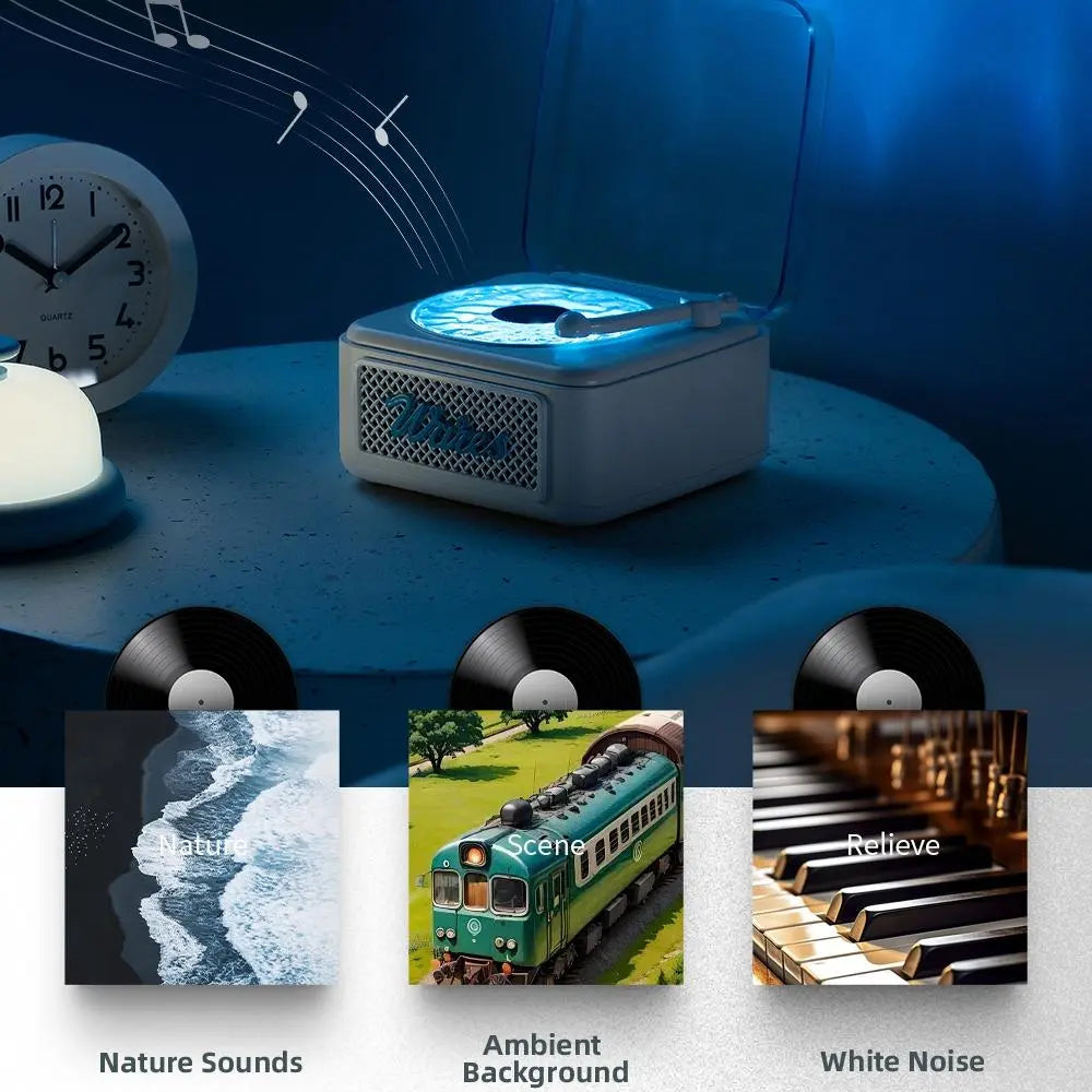 Retro Bluetooth Speaker with Ambient Light, White Noise, Alarm Clock, and TF/AUX Support - Aesthetic Decor for Bedroom and Living Room Audio