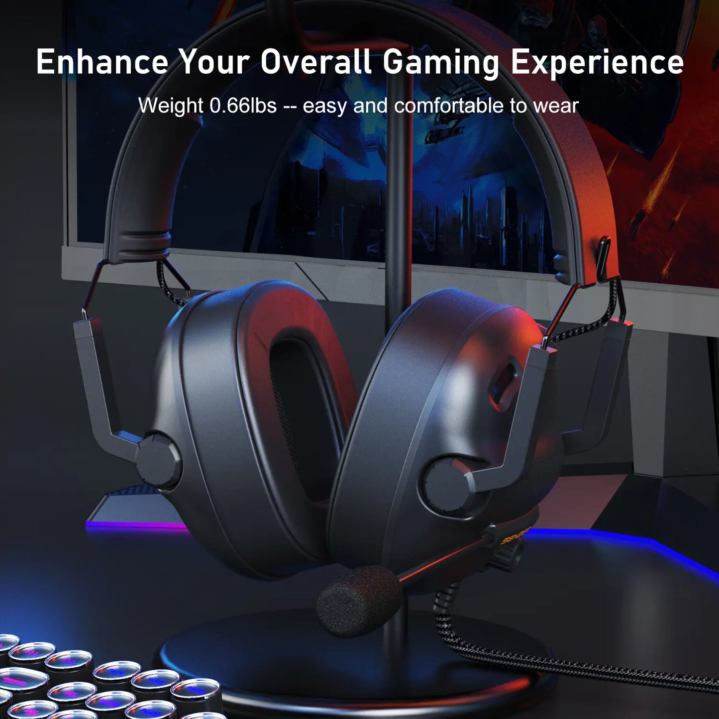 SENZER SG500 Pro Gaming Headset – Lightweight Wired Headphones with Noise-Cancelling Mic for PC, PS5, PS4, Xbox & Switch